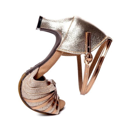The Stardust Palladium Latin Dance Heel – Metallic Strappy Performance Sandal