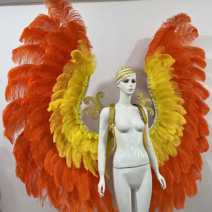 The Stardust Phoenix Wings – Deluxe Feathered Samba Backpiece & Stage Wings