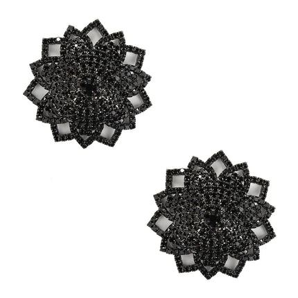 Sparkly Rhinestone Ornate Starburst Reusable Nipple Pasties Self-Adhesive Breast Covers
