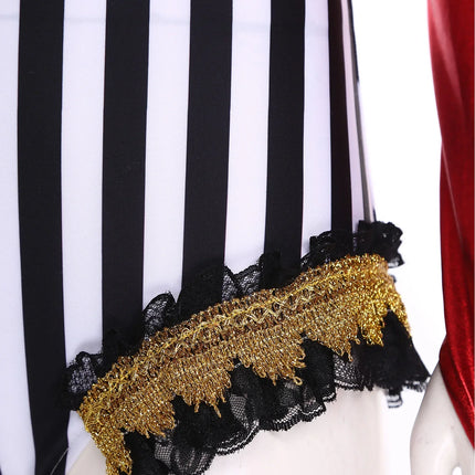 Circus Ringmaster Sequin Striped Bodysuit & Metallic Gloves 2-Piece Stage Costume Set