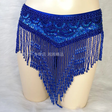 The Stardust Cabaret 2-Piece Ensemble – Luxury Sequin Fringe Bra & Belt Set