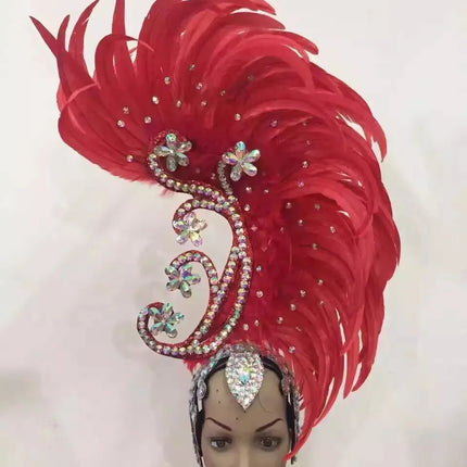 The Stardust Royal Plume – Feathered Carnival & Cabaret Stage Headdress