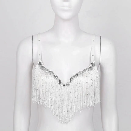 The Stardust Oasis Sirena – Sequined Tassel & Rhinestone Push-Up Belly Dance Bra Top