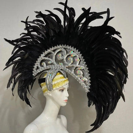 FASHIONABLE AND EXQUISITE HEADDRESS FEATHERS SAMBA DANCE CARNIVAL HALLOWEEN PARTY LATIN DANCE BAR PERFORMANCE HAT MASQUERADE