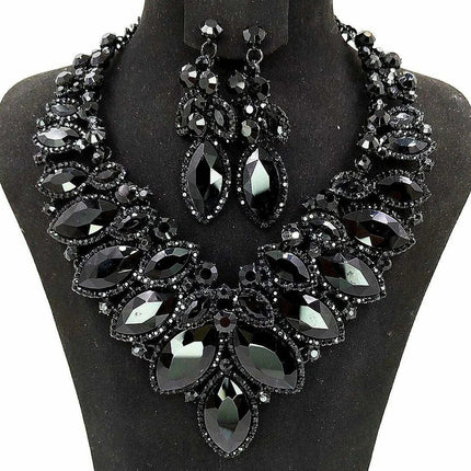 Rhinestone Drop Necklace & Earring Set