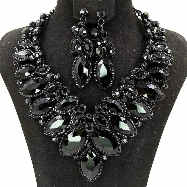 Rhinestone Drop Necklace & Earring Set