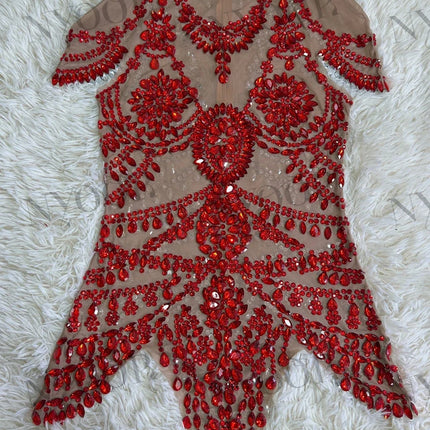 The Stardust Mirage Transparent Bodysuit – Luxury Rhinestone Mesh Stage Wear Leotard