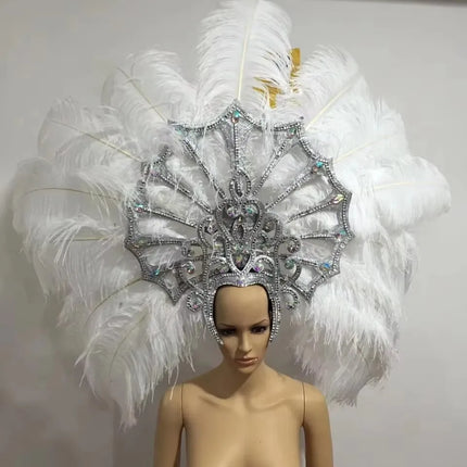 FASHIONABLE AND EXQUISITE HEADDRESS FEATHERS SAMBA DANCE CARNIVAL HALLOWEEN PARTY LATIN DANCE BAR PERFORMANCE HAT MASQUERADE