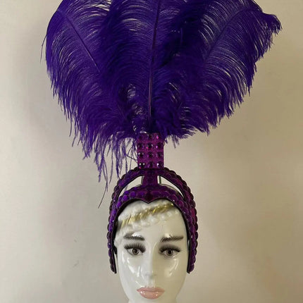 The Stardust Azure Sovereign – Royal Blue Feather Samba Carnival Headdress