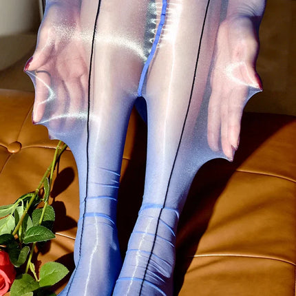 1D Ultra-Thin Oil Glossy Hollow-Out Sheer Shaping Pantyhose Shiny Tights