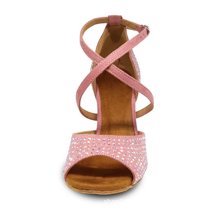 The Stardust Blush Latin Dance Heel – Pink Strappy Performance Sandal