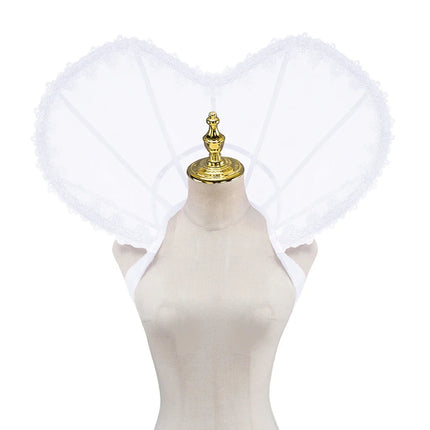 Heart-Shaped Standing Lace Medici Collar Gothic Queen Elizabeth Boned Neckpiece