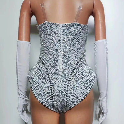 Western Cowboy Showgirl Bodysuit, Hat & Gloves 3-Piece Stage Costume Set