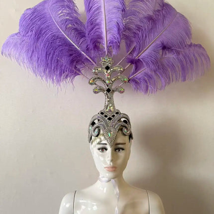 The Stardust Samba Queen – Premium Feathers & Rhinestones Carnival Headdress