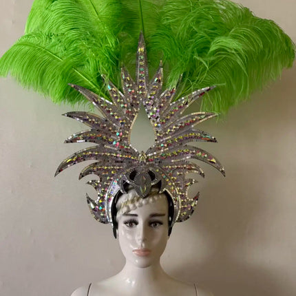 The Stardust Majestic Feather Crown – Carnival & Cabaret Stage Headdress