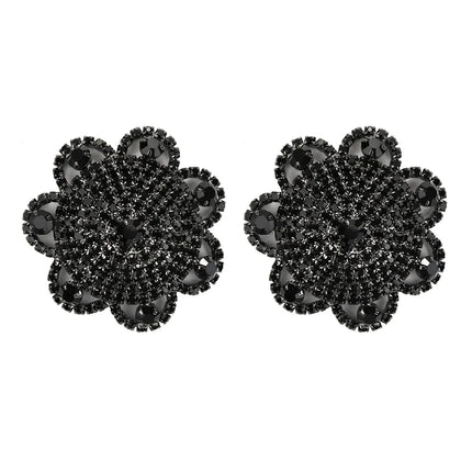 Sparkly Rhinestone Flower Reusable Nipple Pasties Self-Adhesive Silicone Covers
