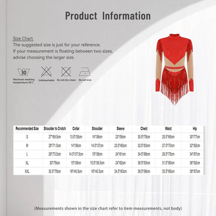 Rhinestone Sequin Tassel Long Sleeve Dance Jumpsuit Bodysuit