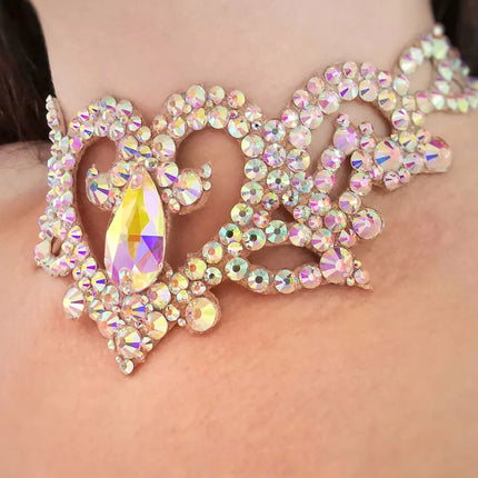 AB Rhinestone Heart Choker