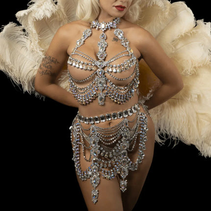 Glass Rhinestone Crystal Body Chain Set