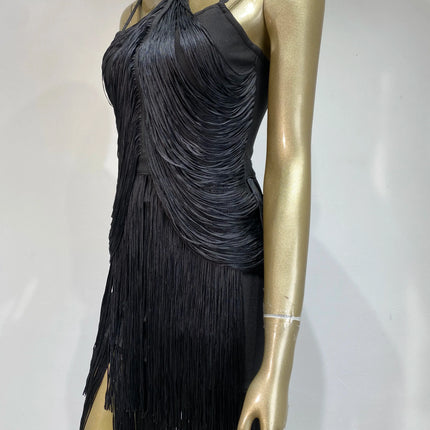 Double-Layer Fringe Bandage Ankle-Length Evening Gown & Gala Dress