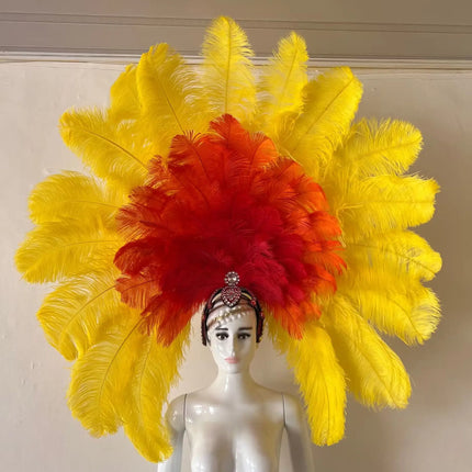 The Stardust Dionysia – Elegant Faux Fur & Rhinestone Samba Carnival Headdress