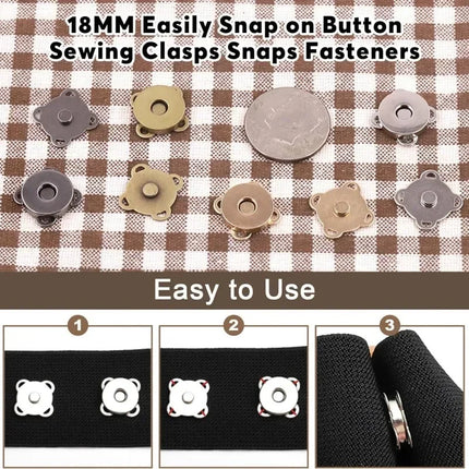 Magnetic Snap Fastener Clasps & Buttons for Bags, Purses & DIY Crafts