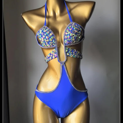 Dazzling Beaded Chest Harness & Bikini Body Jewelry Set
