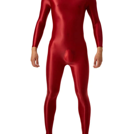 Candy Color Oil Glossy Full-Body Shaping Bodysuit Satin Smooth Leotard