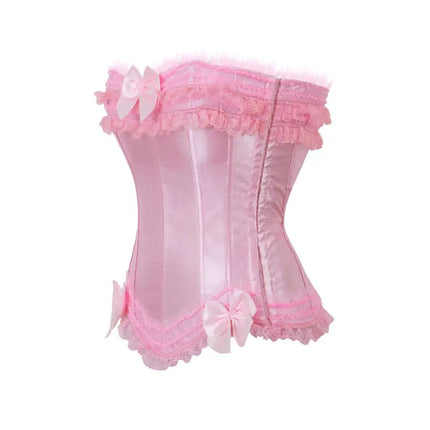 Lace Overlay Boned Overbust Corset Bustier Top Plus Size Body Shaper