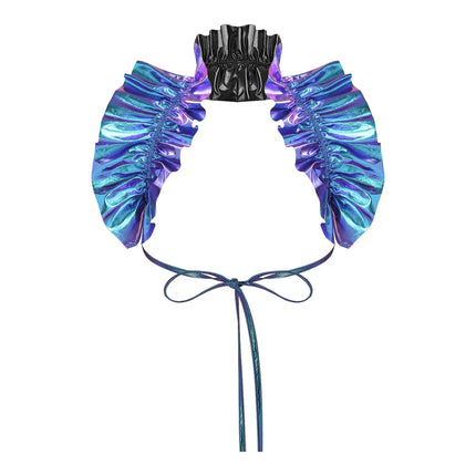 Metallic Ruffled Renaissance Neck Shrug Holographic Victorian Shoulder Capelet