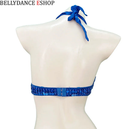 The Stardust Siren Shimmer – Sequin & Tassel Halter Belly Dance Bra Top