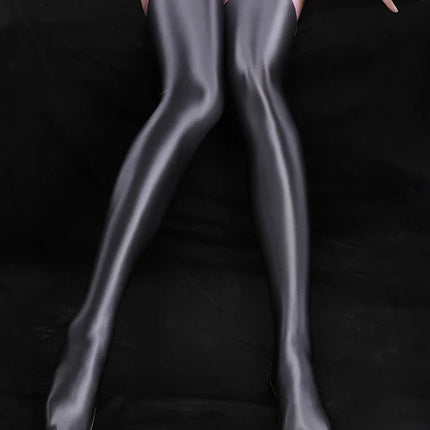 Oil Glossy Patchwork Thigh-High Stockings Satin Smooth Over-Knee Dance Hosiery