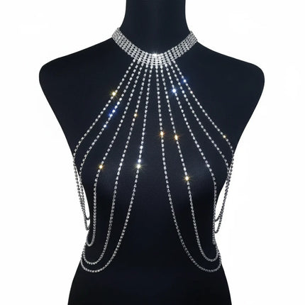 Dazzling Crystal Neck-to-Waist Chest Chain & Lumbar Body Jewelry