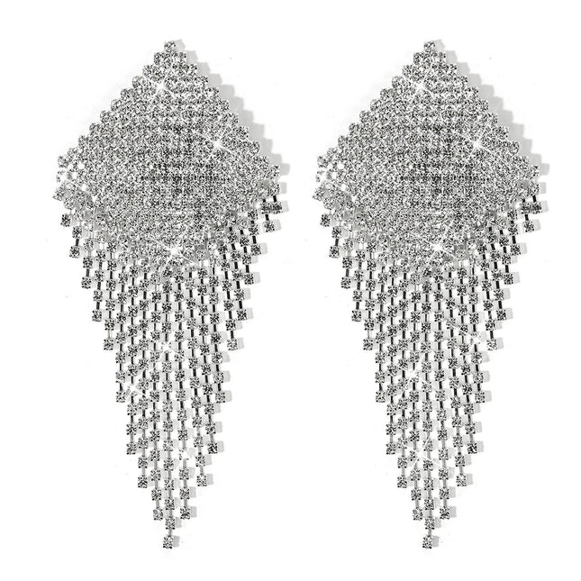 Sparkly Rhinestone Tassel Reusable Nipple Pasties Self-Adhesive Breast Covers