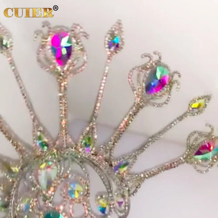 Luxury Peacock Rhinestone Statement Crown – Oversized Crystal Headpiece & Show-Stopping Hair Jewelry for Fashion Shows, Galas & Festivals