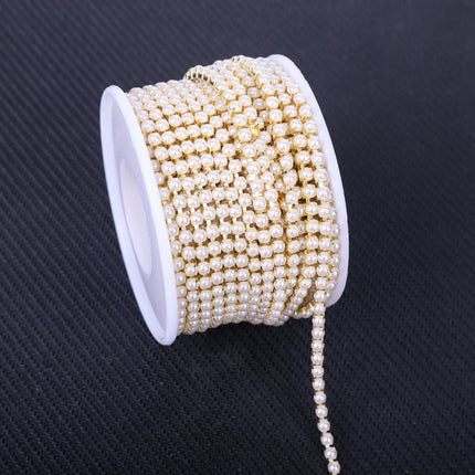 The Stardust Pearl Stream – Premium Glass Rhinestone & ABS Pearl Cup Chain Trim