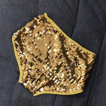 High-Waist Sequin Sparkle Dance Shorts Stage Performance Hot Pants