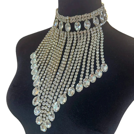 Rhinestone Tassel Fringe Necklace