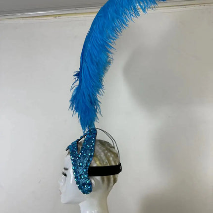 The Stardust Azure Sovereign – Royal Blue Feather Samba Carnival Headdress