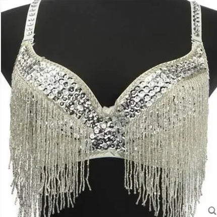 The Stardust Prism Sirena – Deluxe Beaded & Sequined Tassel Belly Dance Bra Top
