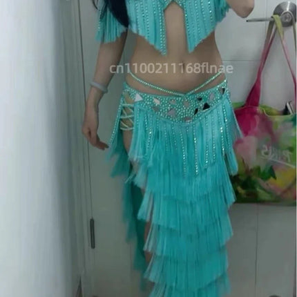 Luxury Tassel Top & Skirt Belly Dance Performance Set