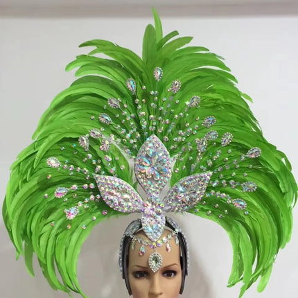 Feather headdress samba costume carnival halloween party bar performance hat makeup dance wings parade