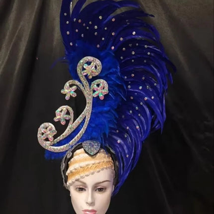 The Stardust Royal Plume – Feathered Carnival & Cabaret Stage Headdress