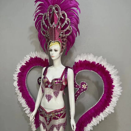 Jewel-Toned Feathered Wings and Headdress Set