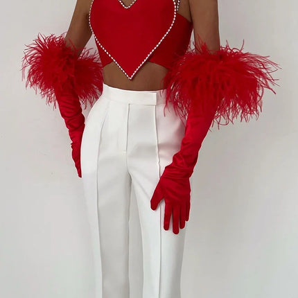 Scarlet Sweetheart Crop Camisole Sculpted Red Bustier Party Bralette Top