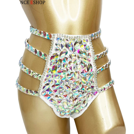 Sparkly Samba Carnival Stone Wire Bra & Bikini Bottom Set Stage Costume