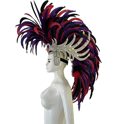 The Stardust Dynasty – Majestic Velvet & Feather Samba Masquerade Crown