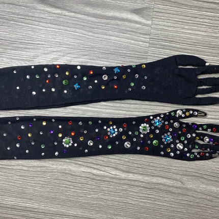 The Stardust Illusion Rhinestone Gloves – Luxury Crystal Mesh Opera Gloves