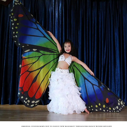 Vibrant Butterfly Belly Dance Wings with Telescopic Sticks Set