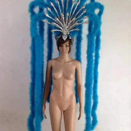 The Stardust Extravaganza Carnival Headdress – Rhinestone & Feather Showgirl Crown